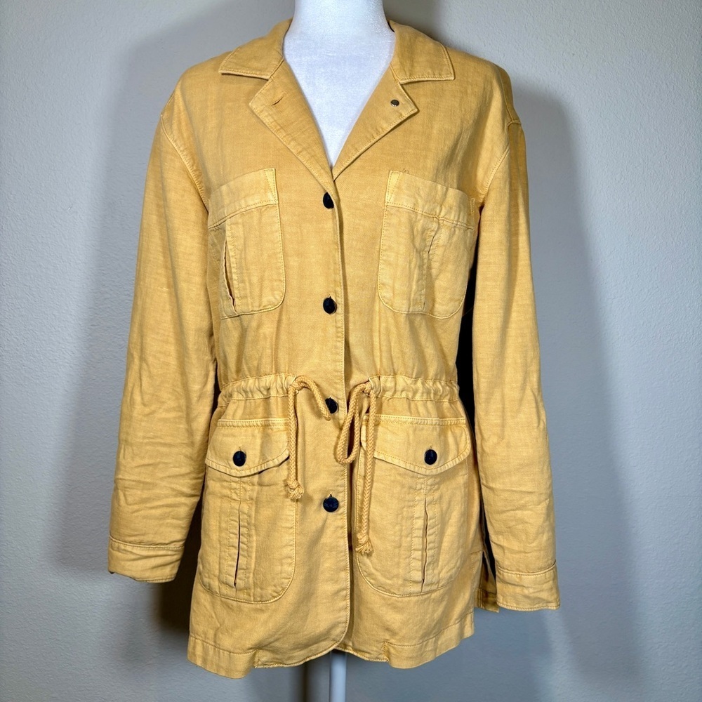 Faherty Yellow Larkspur Linen Blend Utility Jacket Size Small